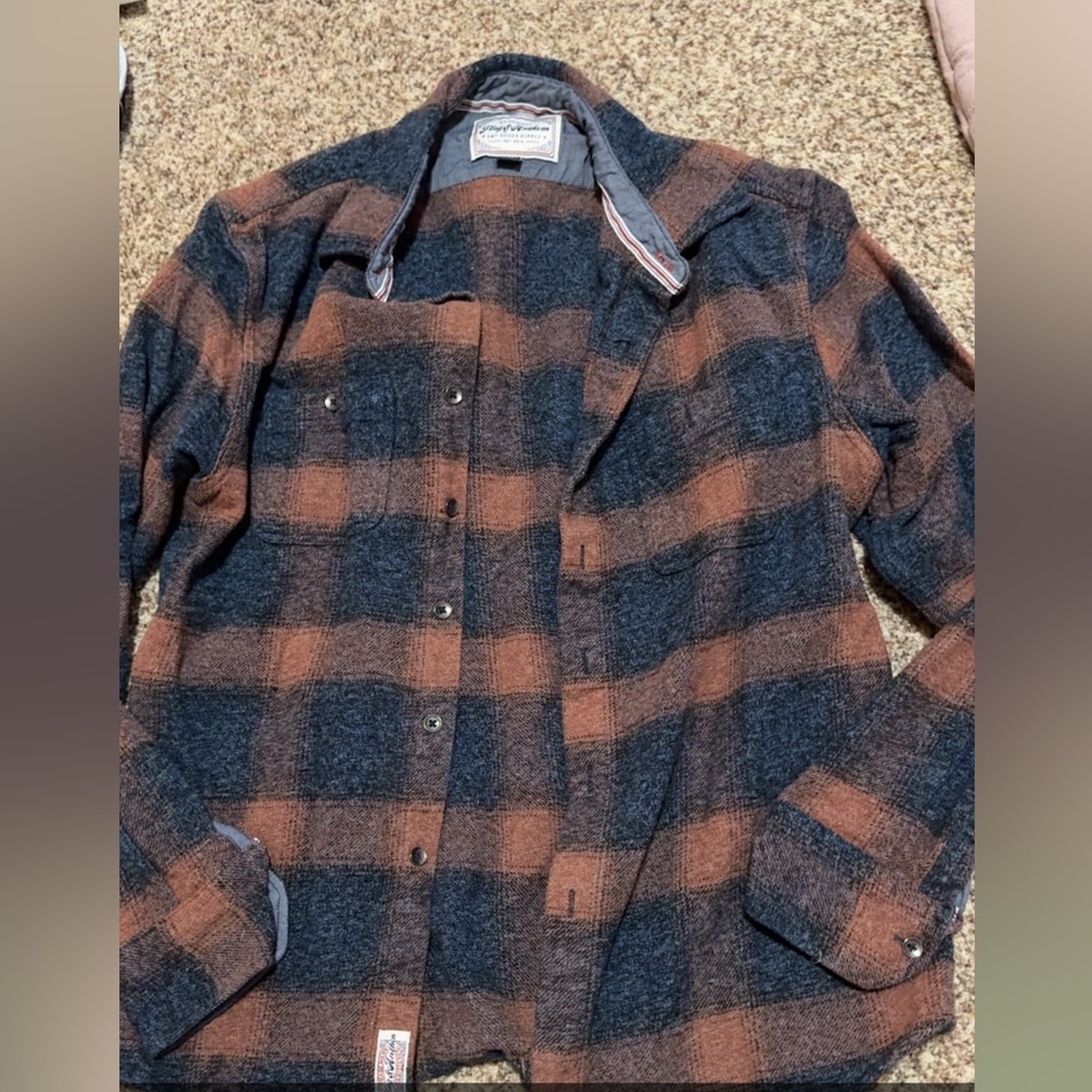 Plaid Flannel Shirt in Blue and Orange